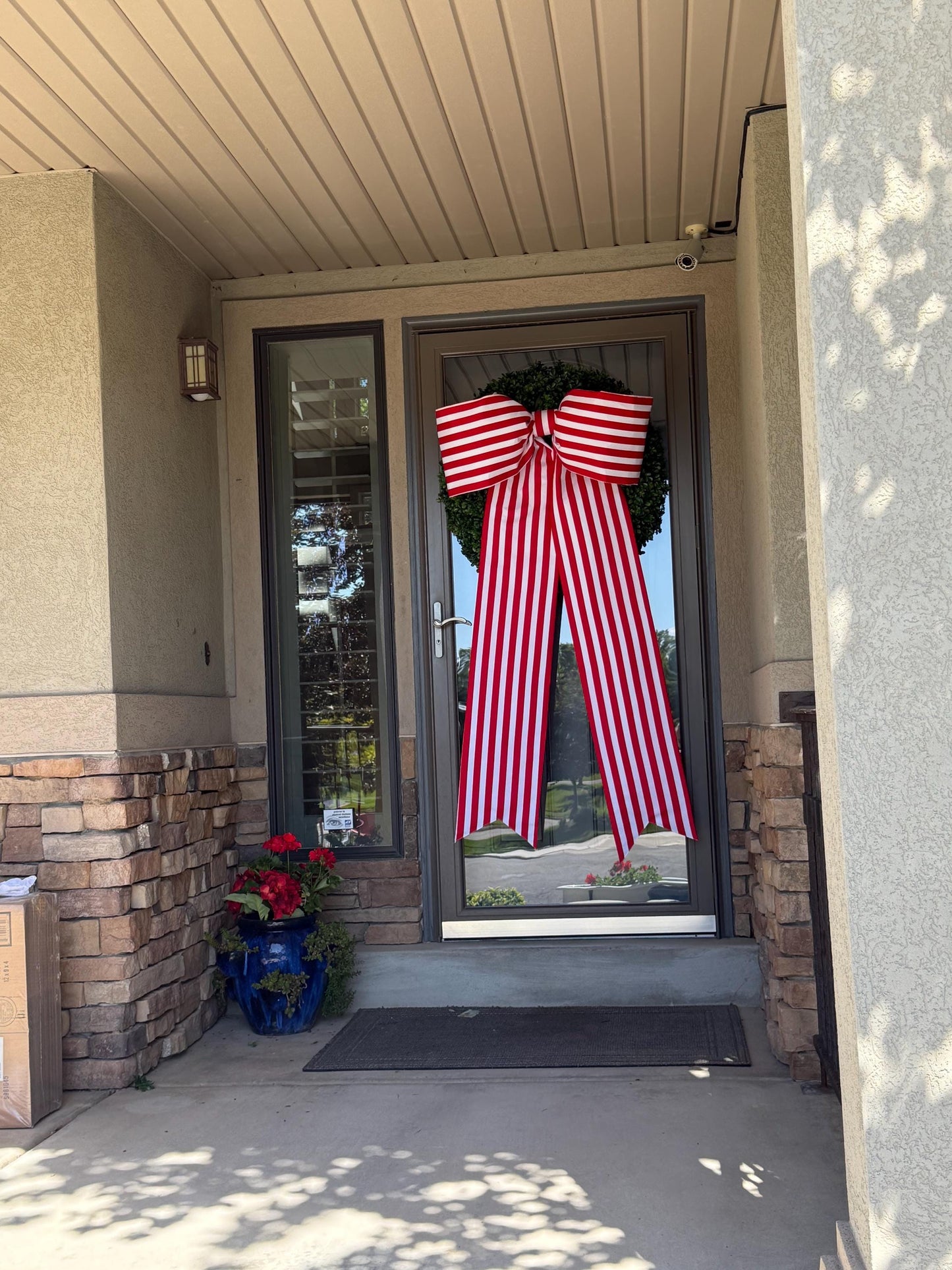 Red & White Stripe Patriotic Bow