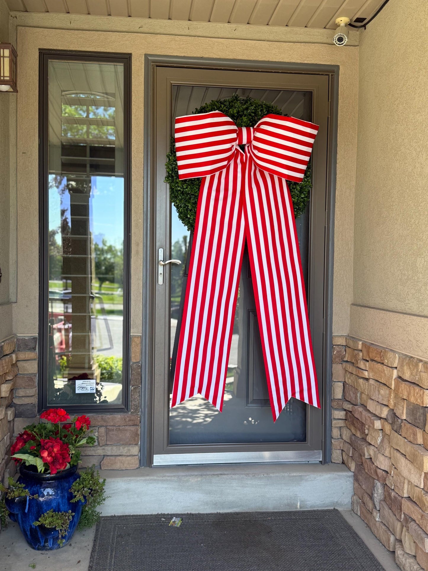 Red & White Stripe Patriotic Bow