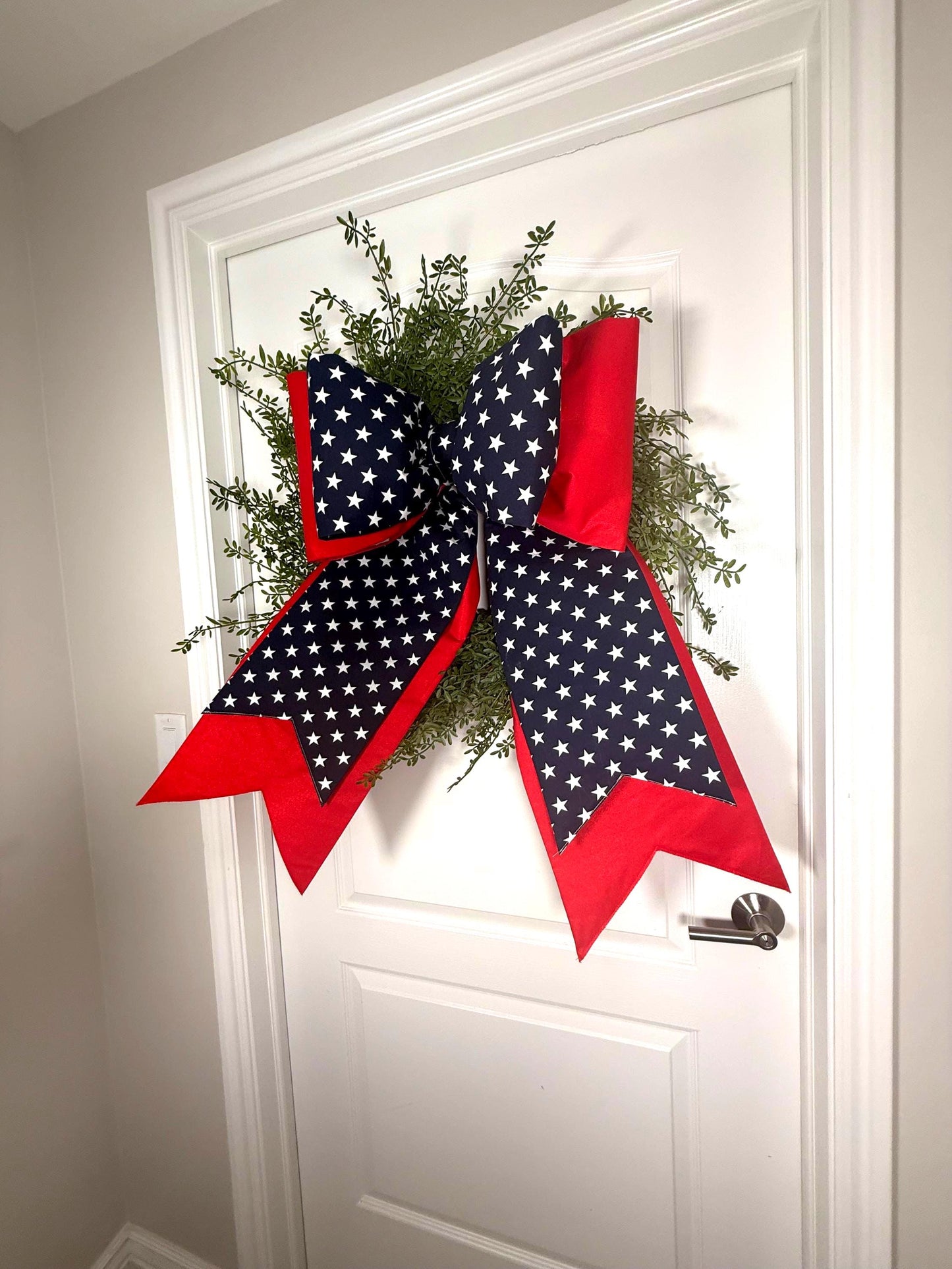 Red & Navy Stars Double Bow
