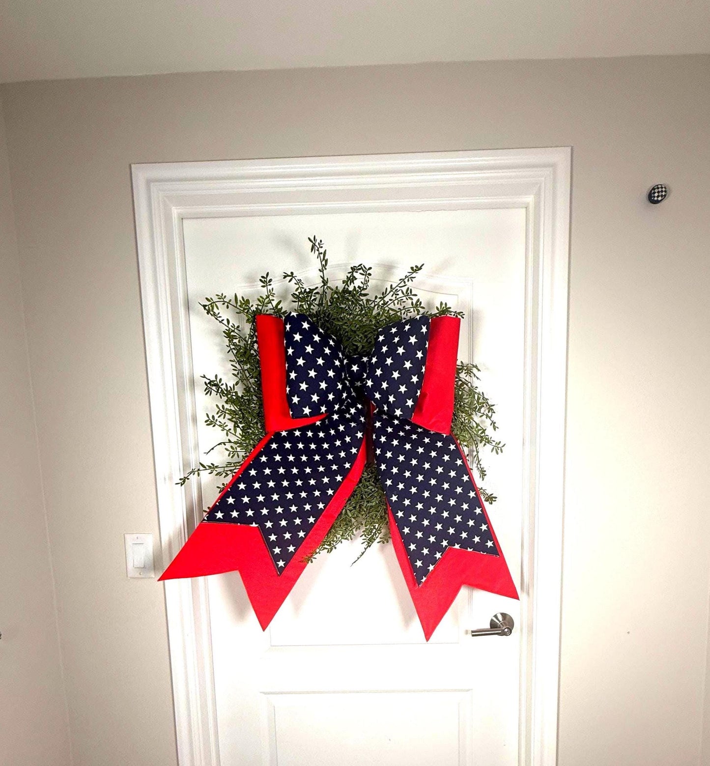Red & Navy Stars Double Bow