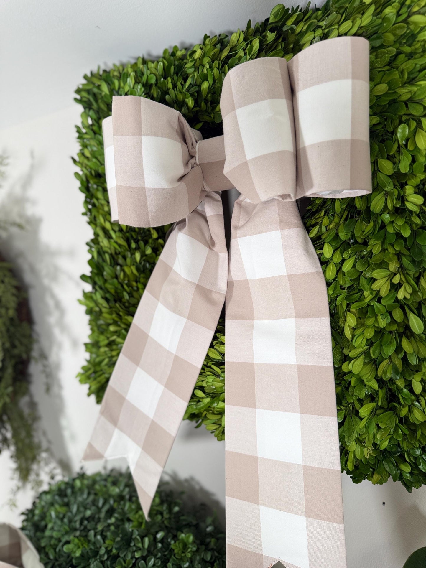 beige 2” buffalo check double size bow