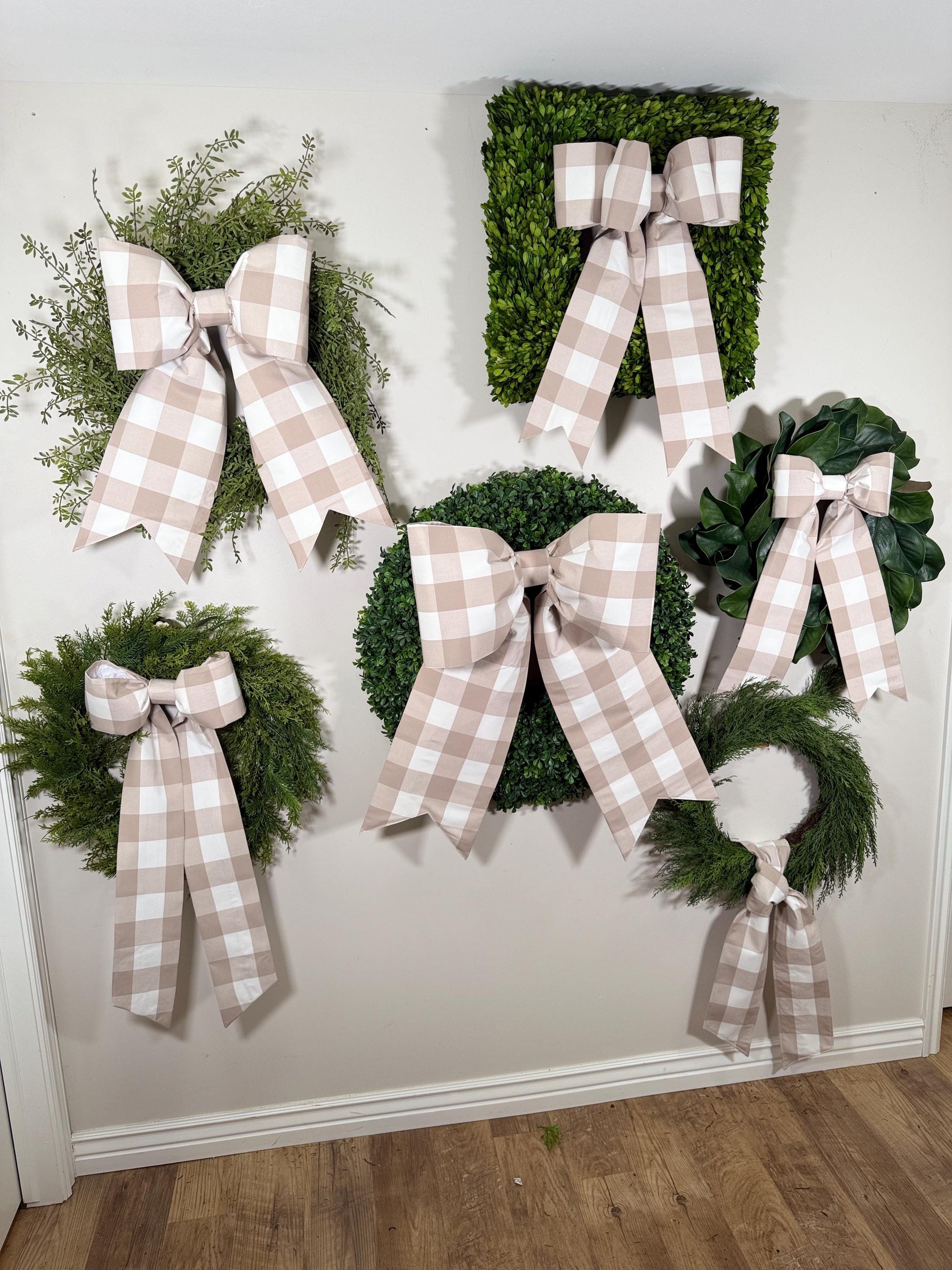 beige 2” buffalo check  bow collection
