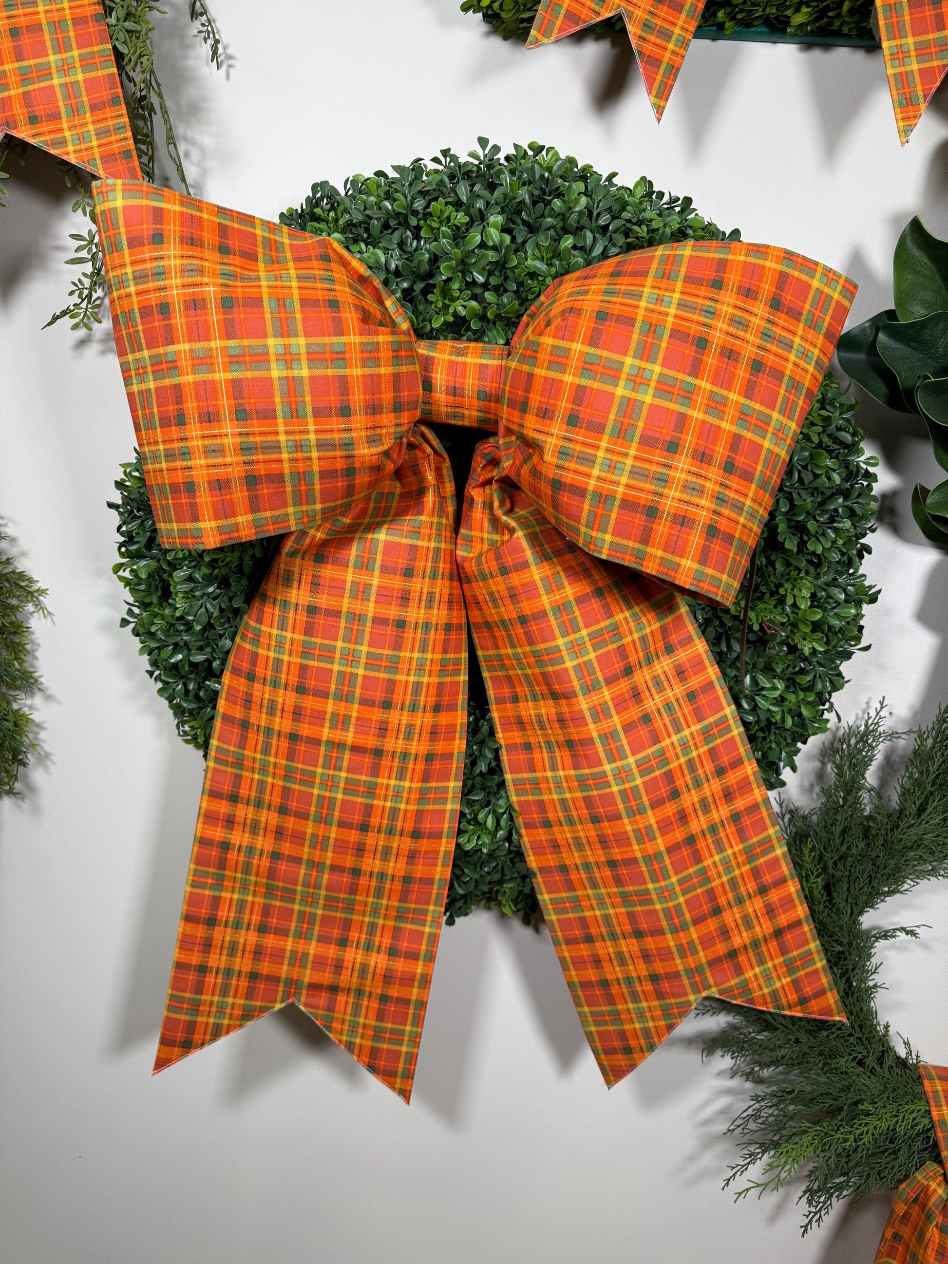 fall tartan plaid mega size bow