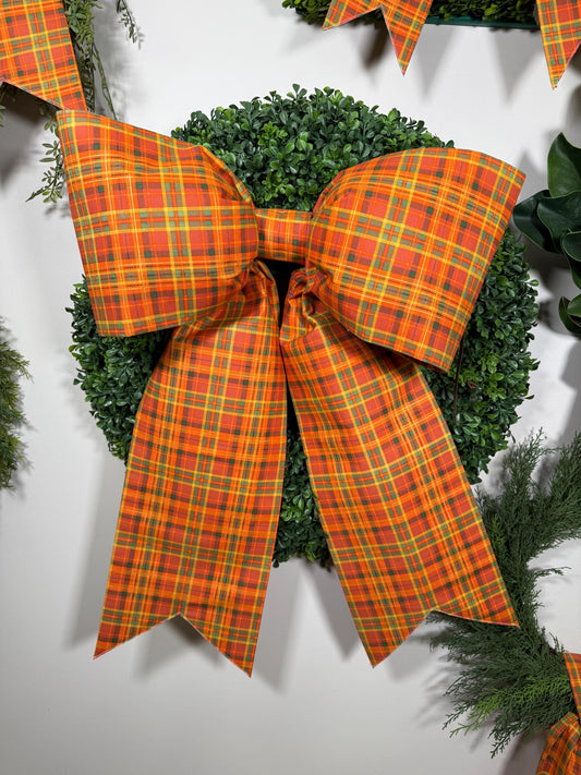 fall tartan plaid mega size bow