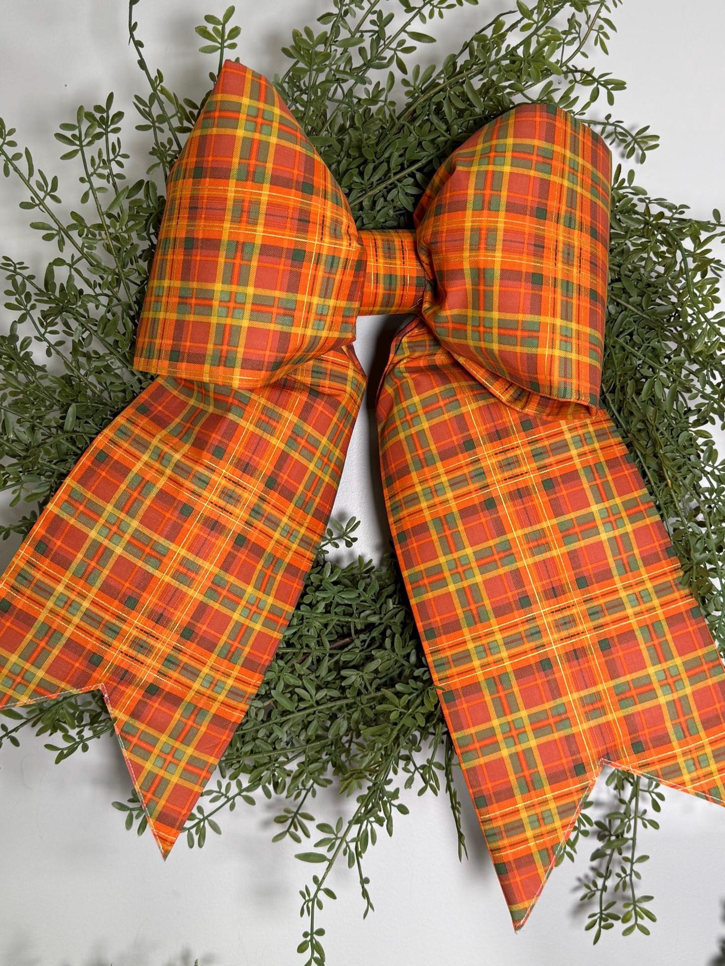 fall tartan plaid grand size bow
