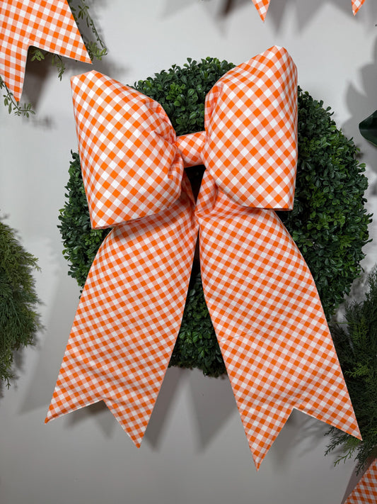 Mega size Orange gingham bow