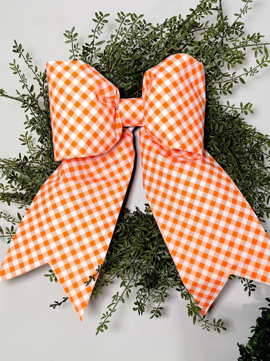 grand size Orange gingham bow