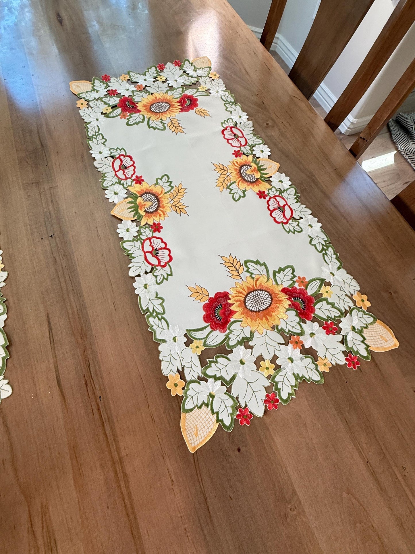 Sunflower & Poppy Embroidered Table Linens – Limited Fall Table Decor - only one available