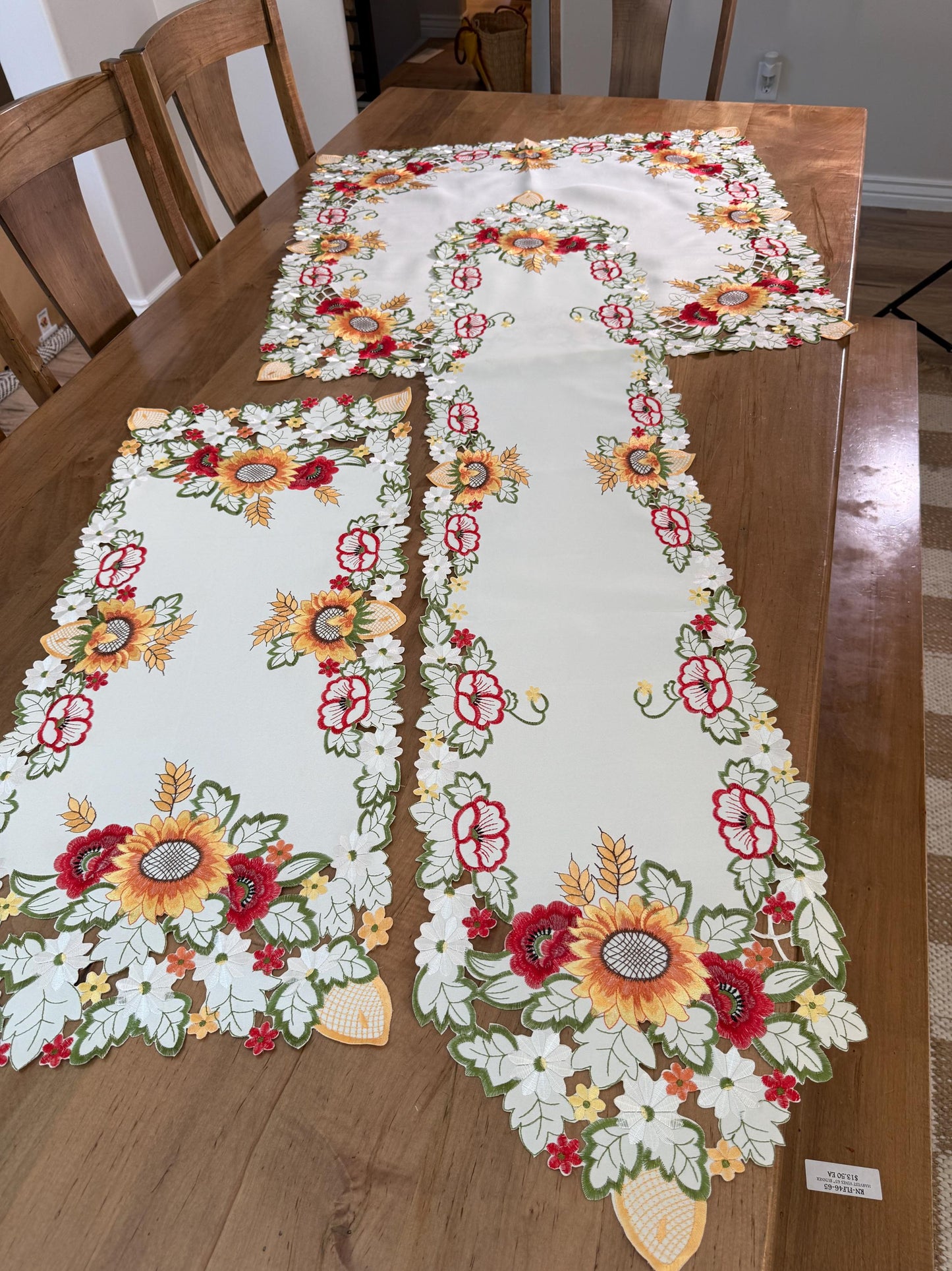 Sunflower & Poppy Embroidered Table Linens – Limited Fall Table Decor - only one available