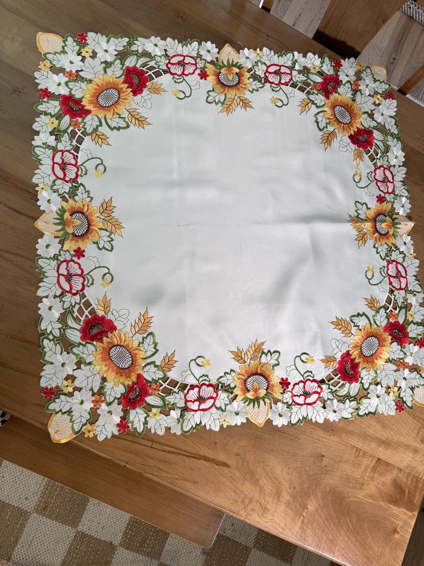 Sunflower & Poppy Embroidered Table Linens – Limited Fall Table Decor - only one available