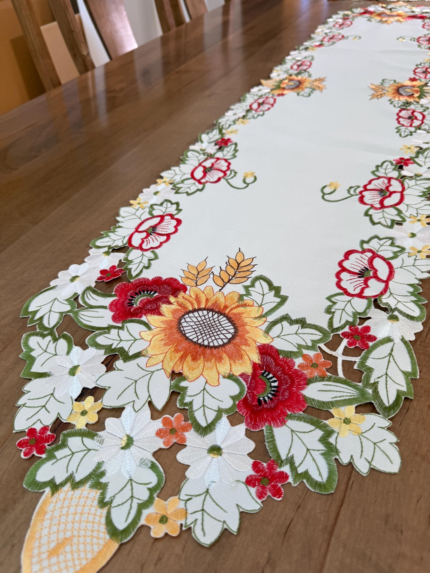 Sunflower & Poppy Embroidered Table Linens – Limited Fall Table Decor - only one available