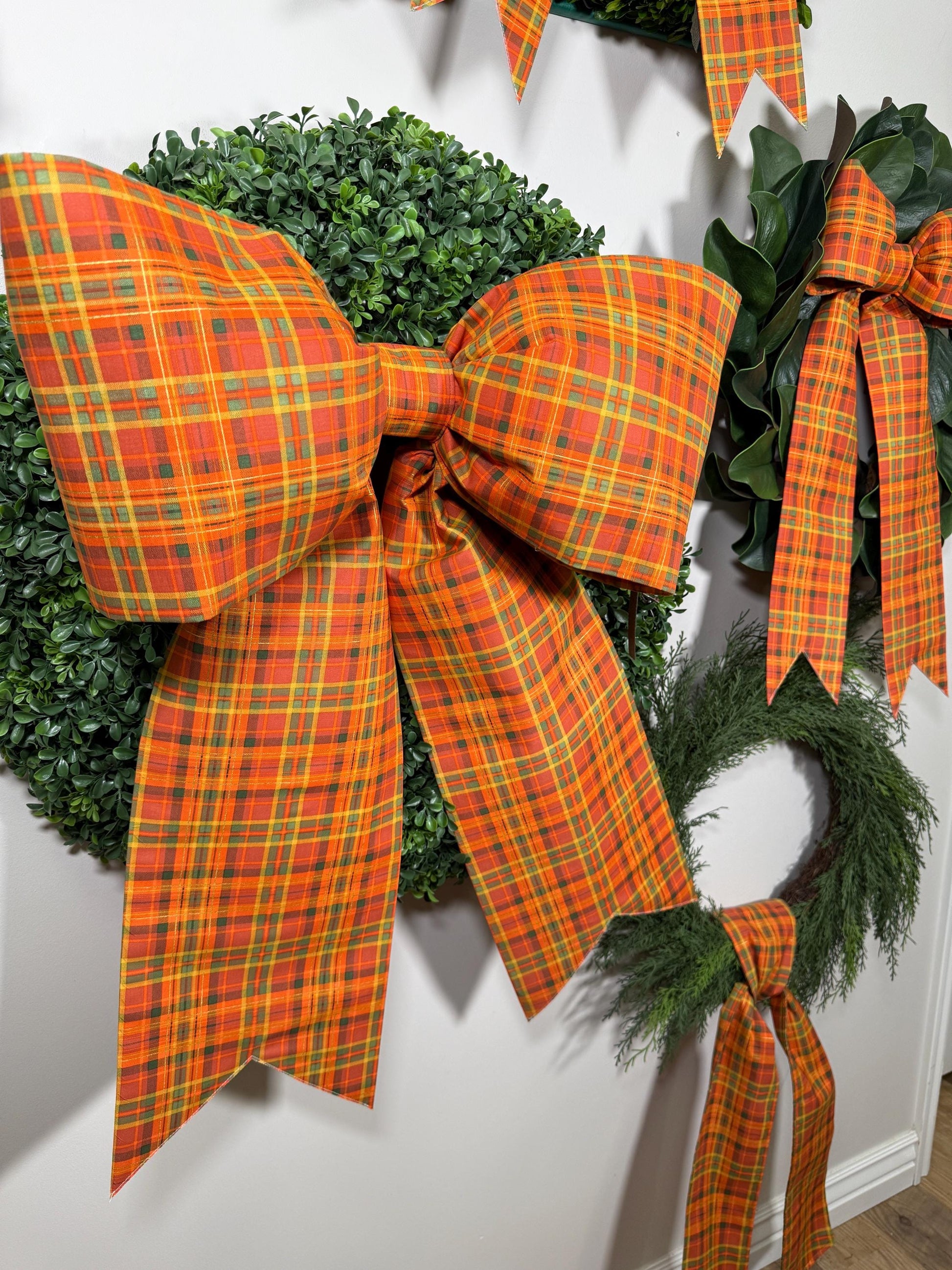 fall tartan plaid mega size bow