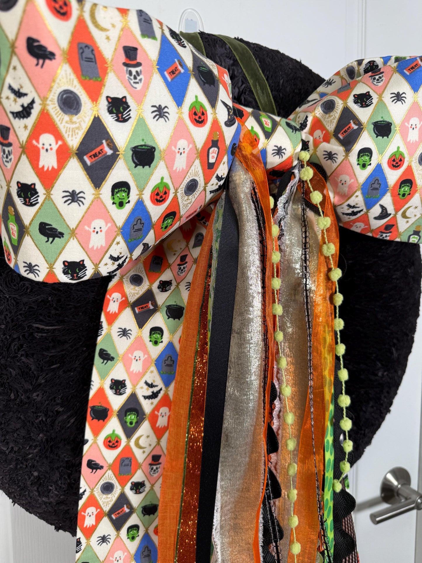 Halloween Party Bow and door bow – Rifle Paper Co. Fabric – Extra Large Door Bow with Coordinating Ribbons | free shipping