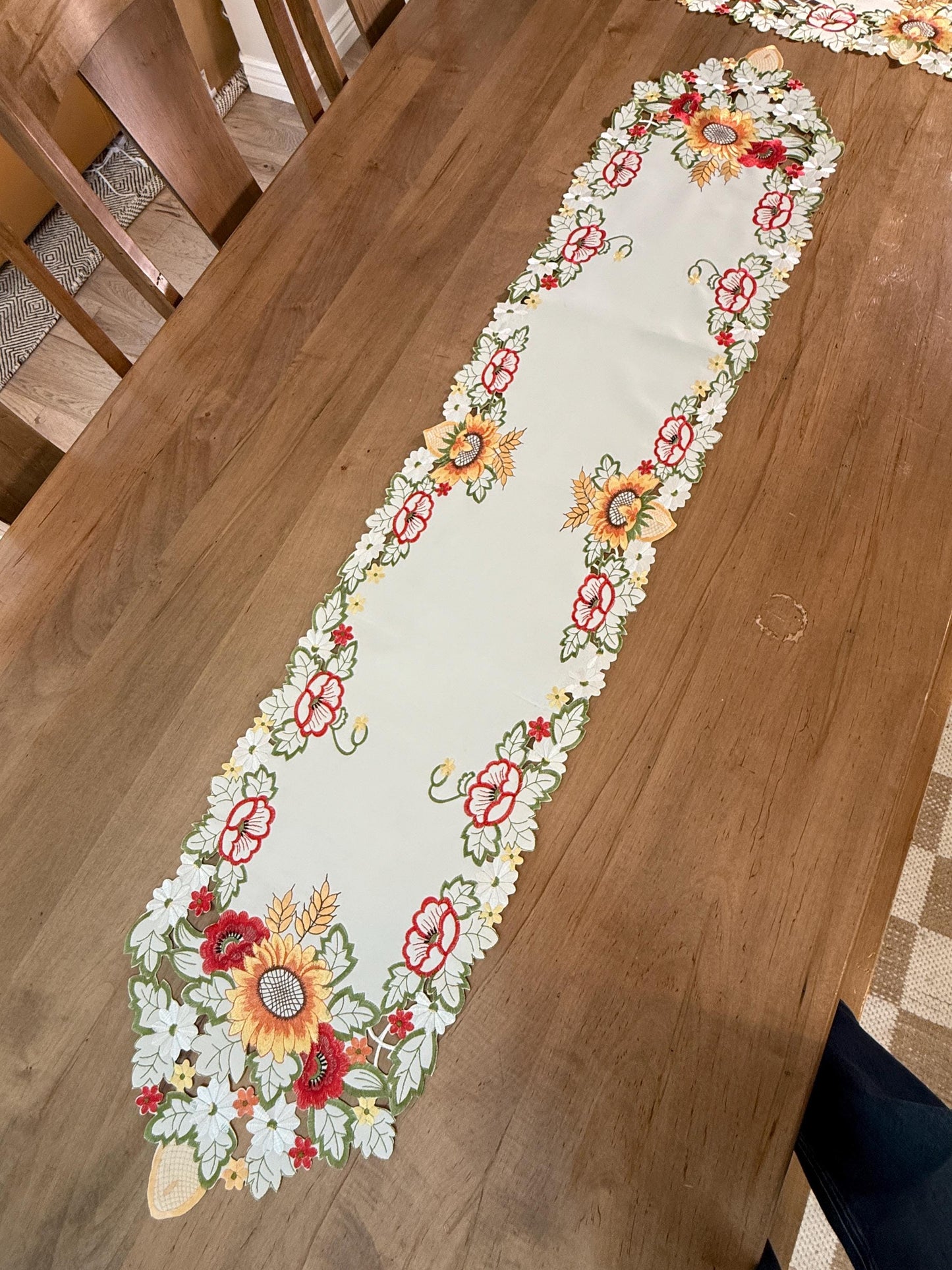 Sunflower & Poppy Embroidered Table Linens – Limited Fall Table Decor - only one available