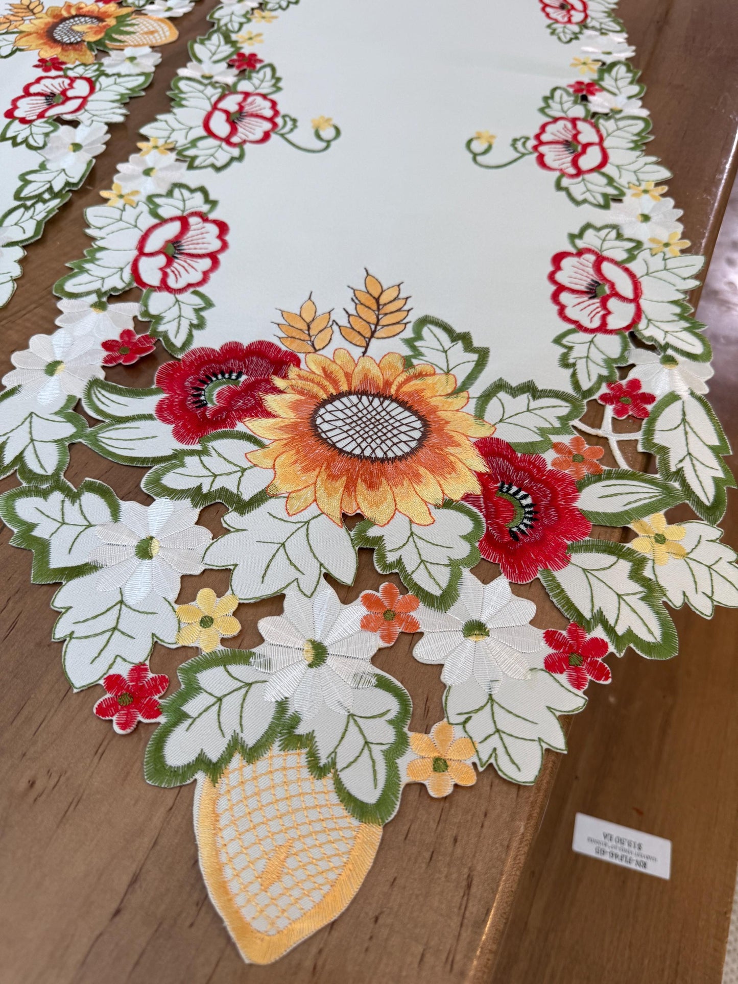 Sunflower & Poppy Embroidered Table Linens – Limited Fall Table Decor - only one available