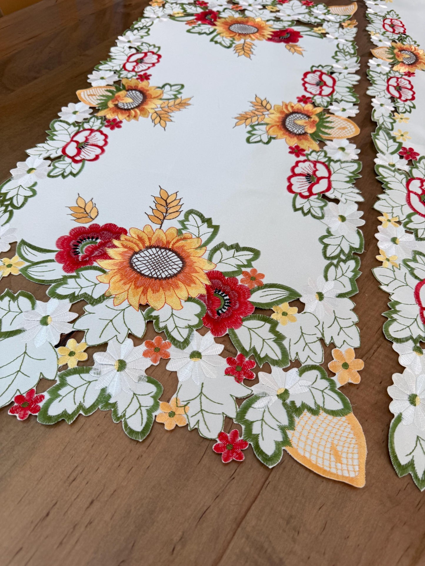 Sunflower & Poppy Embroidered Table Linens – Limited Fall Table Decor - only one available