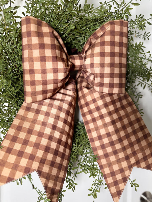 Brown Gingham Bow