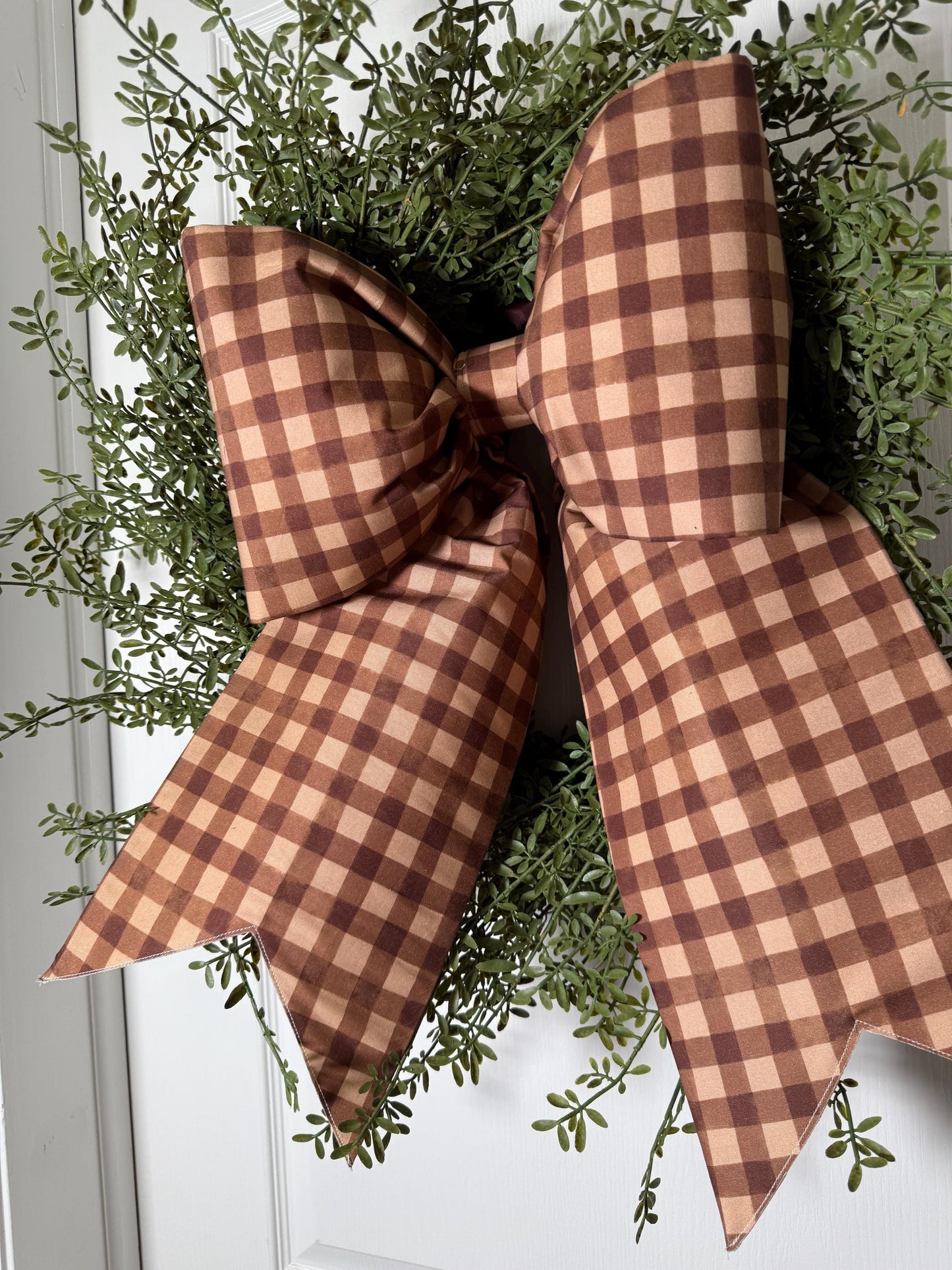 Brown Gingham Bow