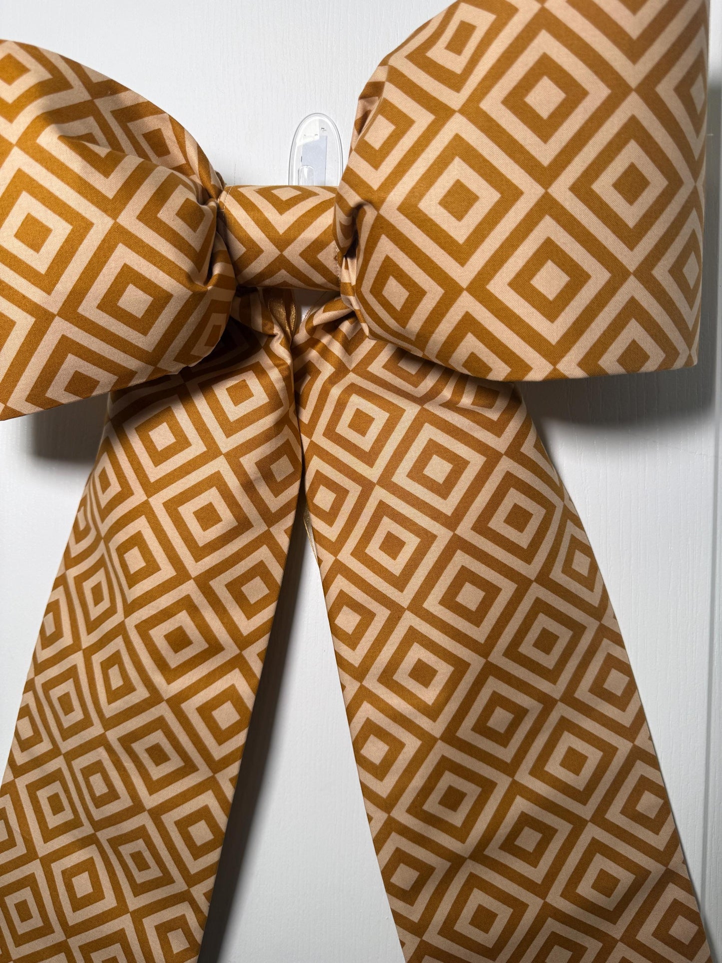 Caramel Geometric Bow – Long Grand Size Wreath Bow for Fall, Christmas & Beyond (20” x 26”) | Free Shipping