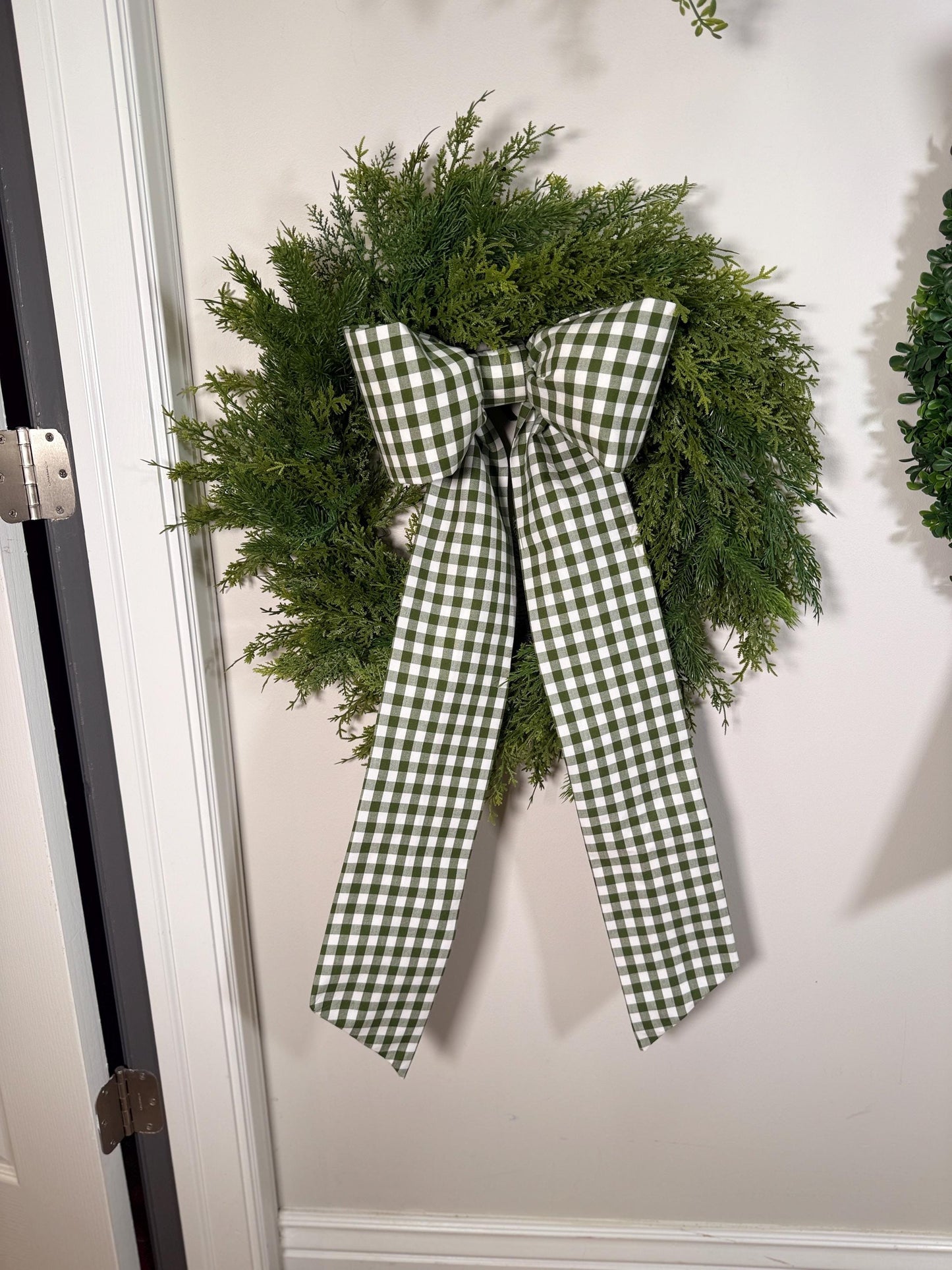 classic bow in avocado green gingham check
