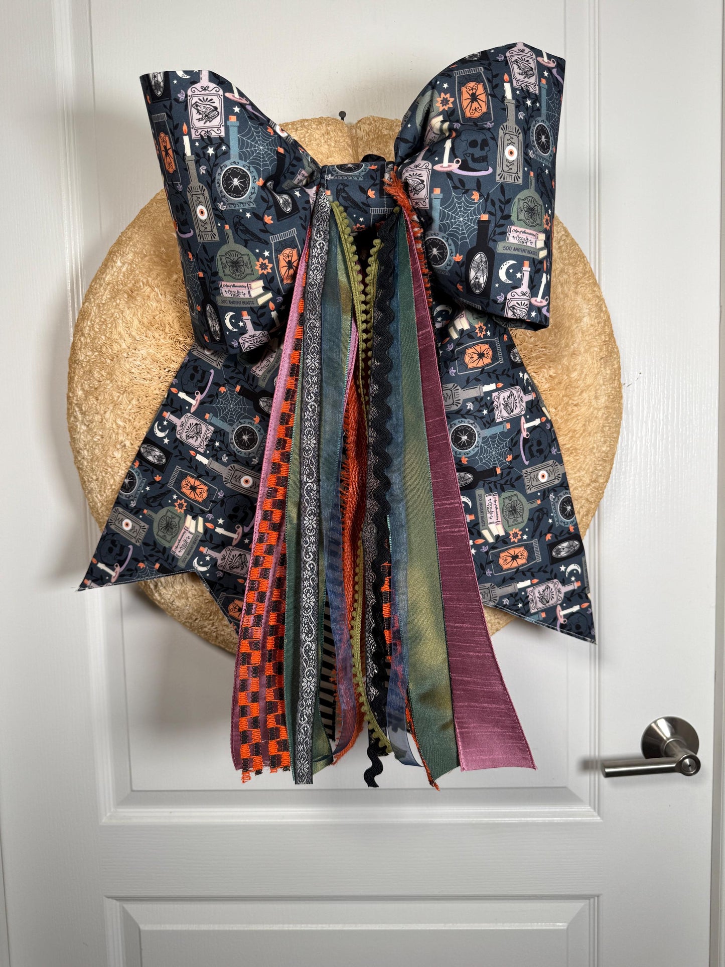 Halloween Potion & Magic Bow with Layered Ribbon Tails  – Extra Large Door Bow with Coordinating Ribbons | free shipping