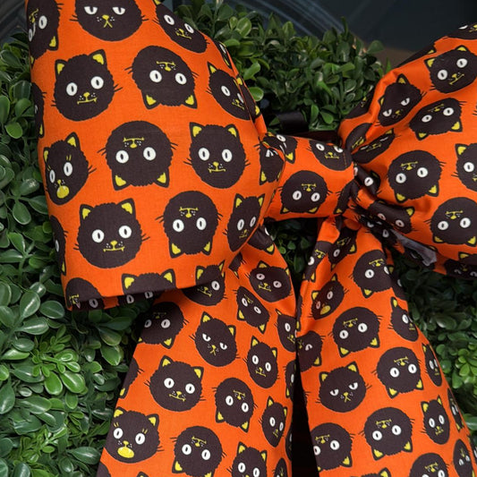 Halloween cat fabric Door Bow