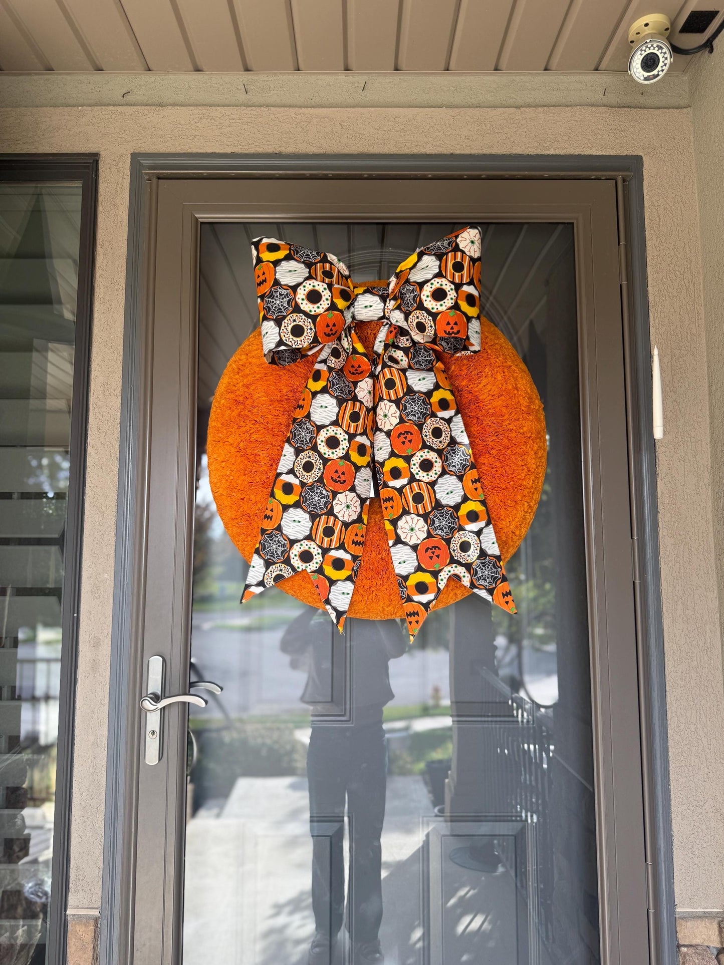 Halloween Donut Fabric Bow: Spooky-Sweet Door & Party Decor