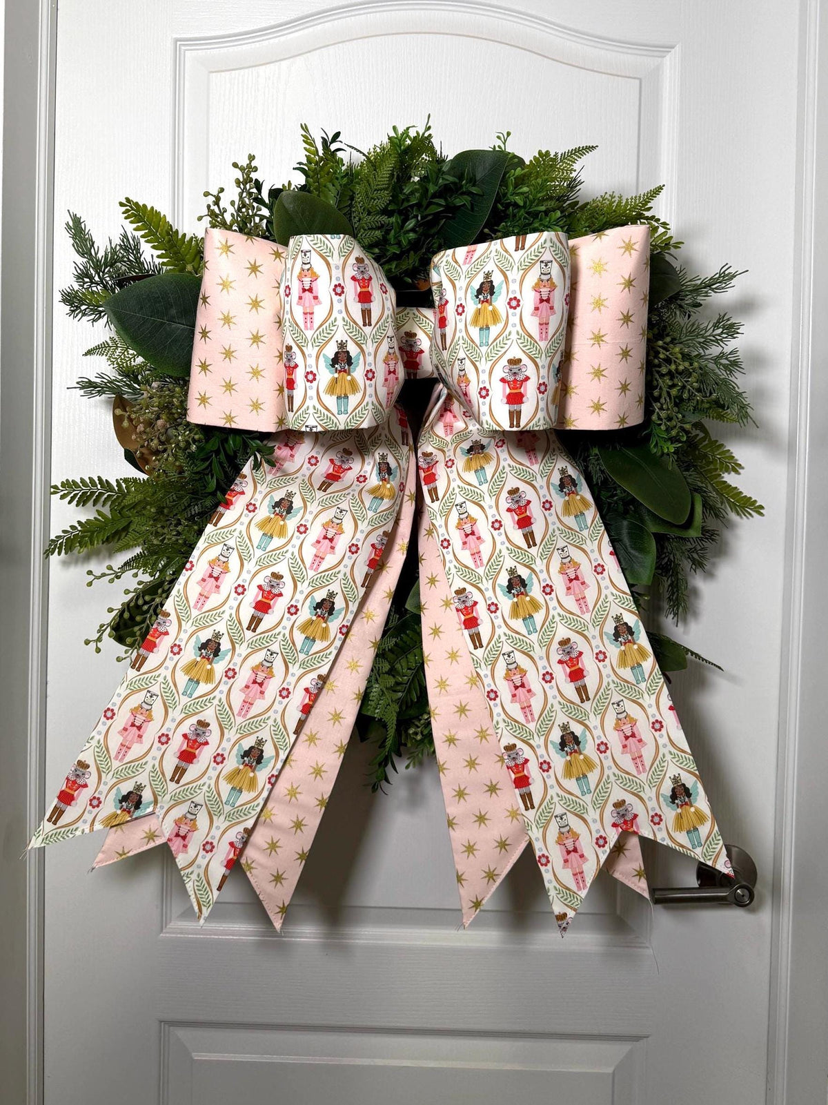 Nutcracker Christmas Double Bow | Pink & Gold Holiday Decor