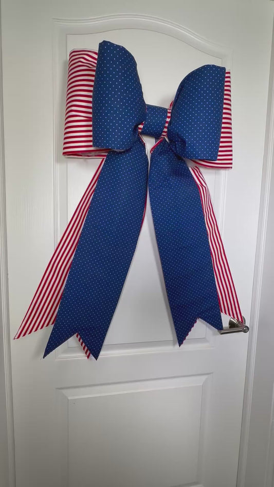 Double Patriotic Royal Stars abd Stripes Bow